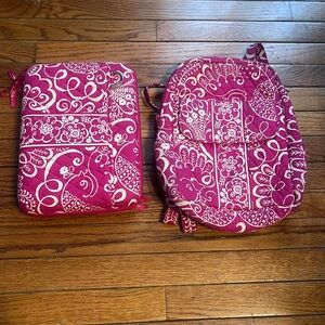 Rare vintage Vera Bradley Twirley Birds Pink Paisley Mini Backpack & tech case